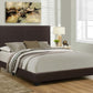 Monarch Specialties - Transitional Upholstered Bed in Dark Brown Leather-Look - I 5910Q