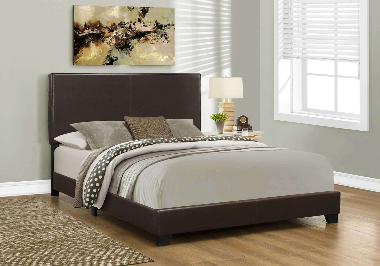 Bed – Twin/ Full / Queen Size / Dark Brown Leather-Look