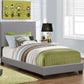 Monarch Specialties - Transitional Upholstered Twin Size Bed in Grey Leather-Look - I 5912T