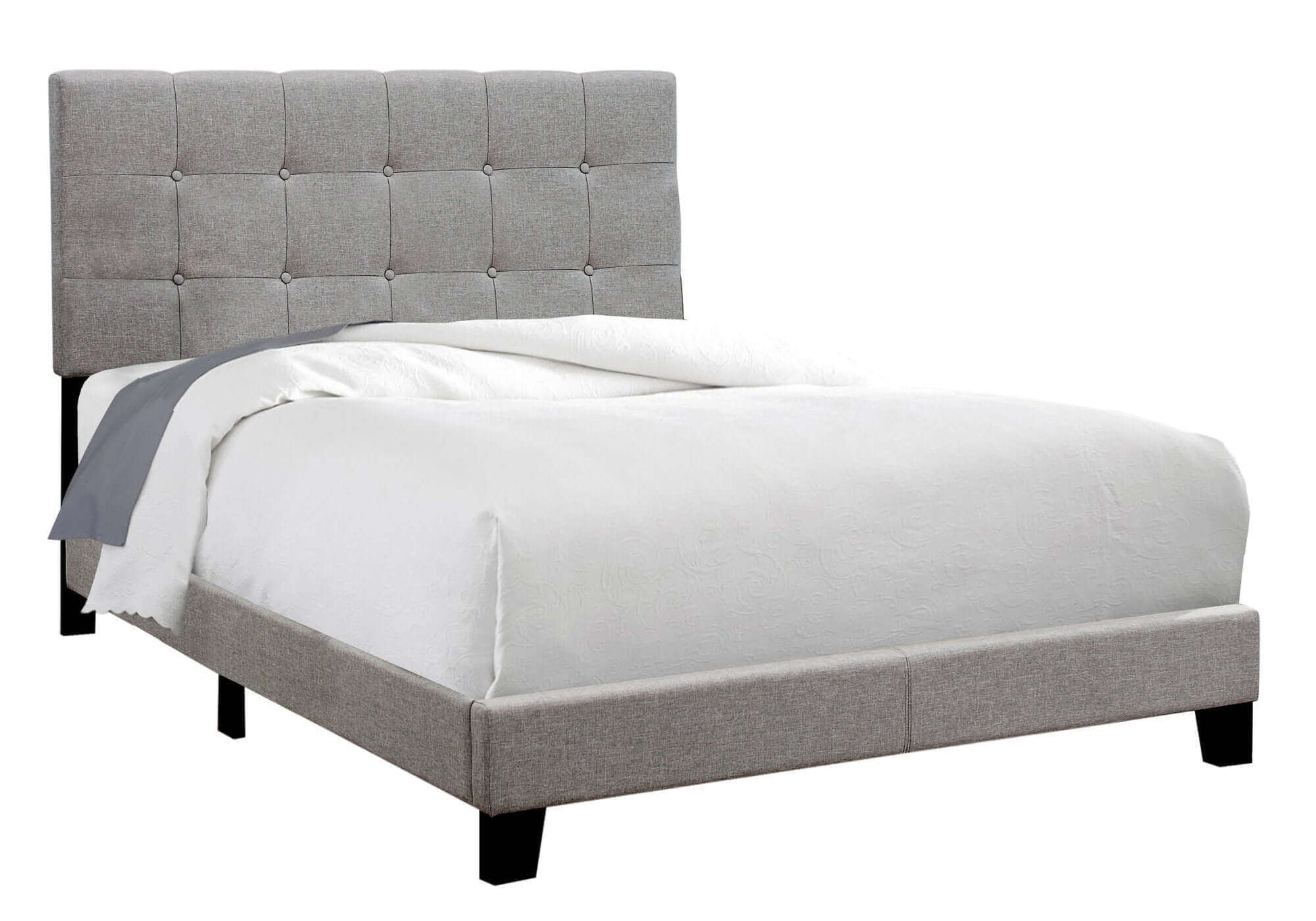 Bed - Twin / Full / Queen Size / Grey Linen