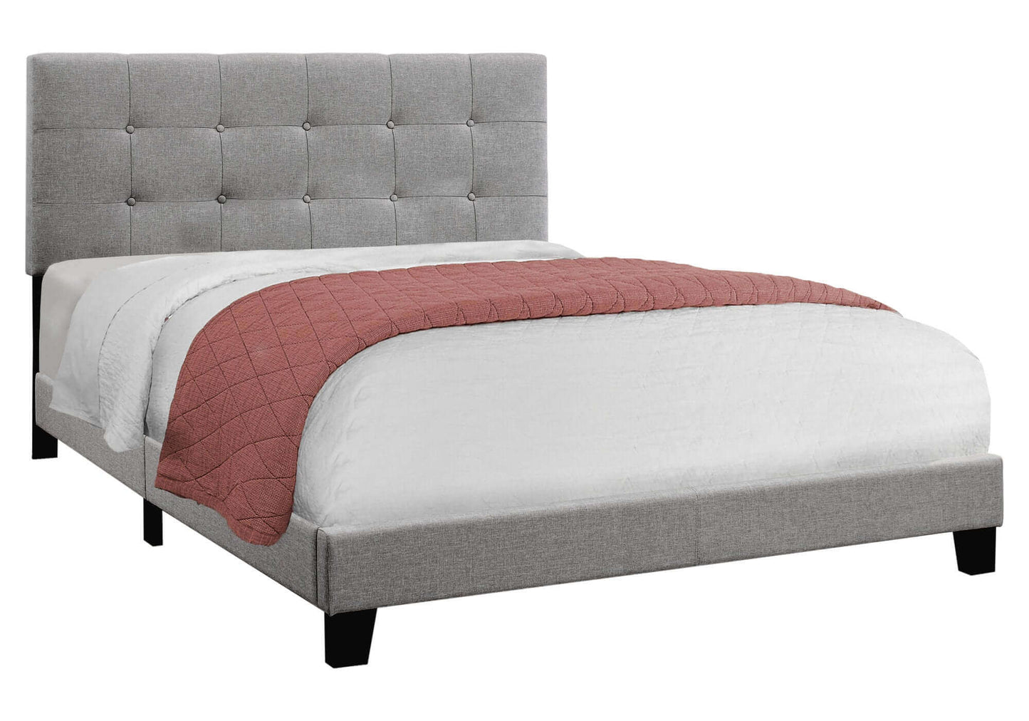 Bed - Twin / Full / Queen Size / Grey Linen