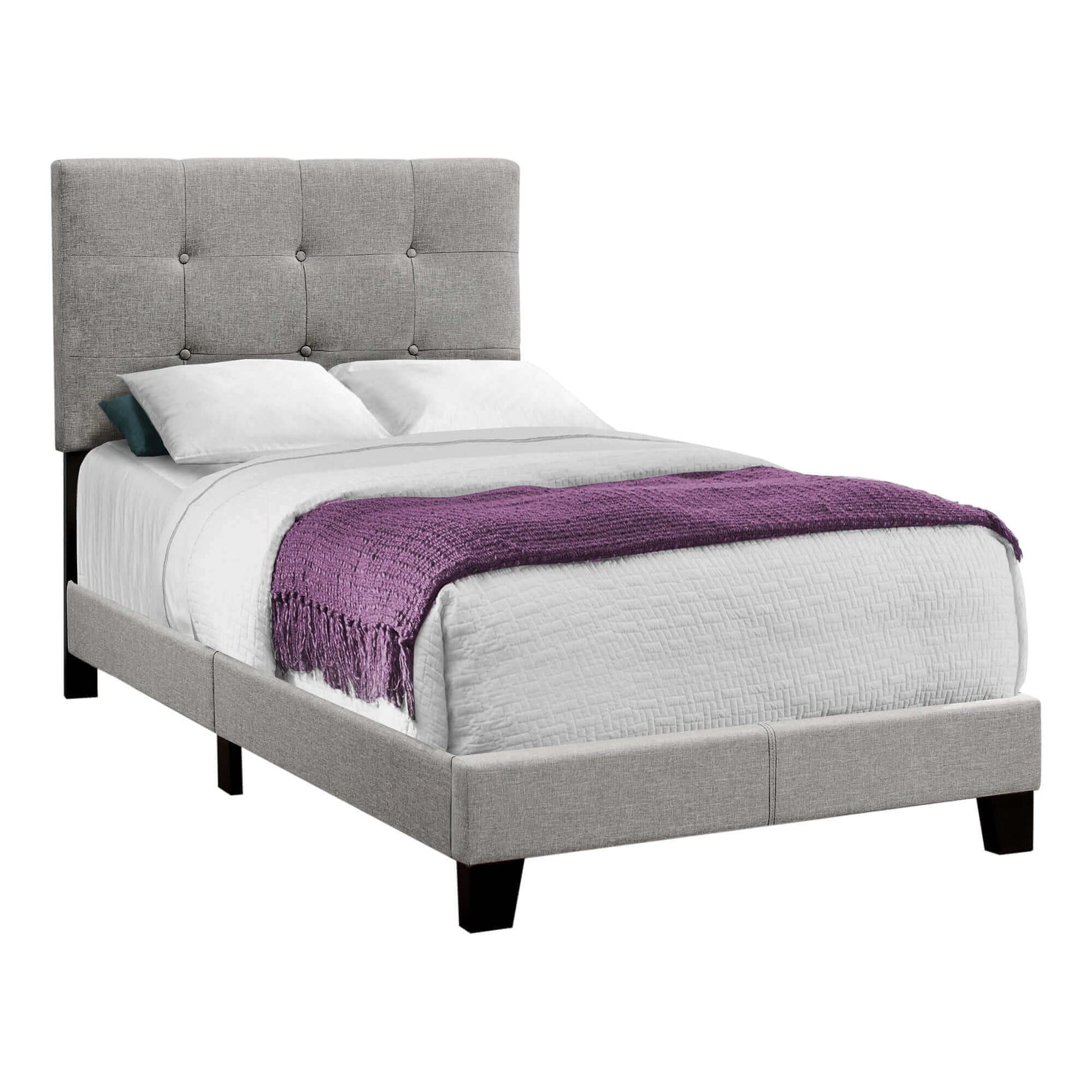 Bed - Twin / Full / Queen Size / Grey Linen