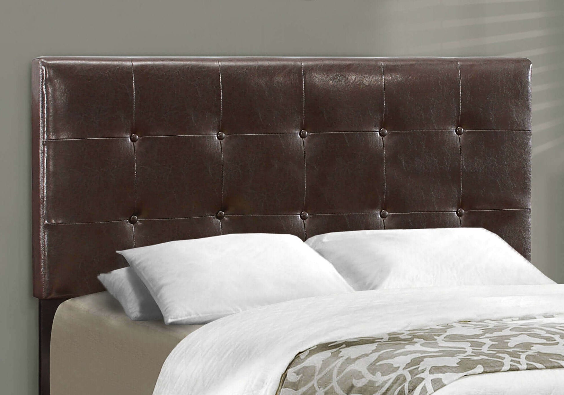 Bed – Full / Queen Size / Dark Brown Leather-Look