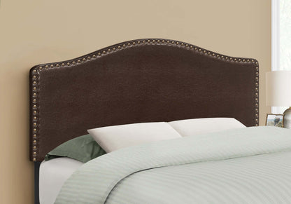 Monarch Specialties - Transitional Upholstered Arched Top Headboard in Brown Leather-Look Fabric - I 6010F