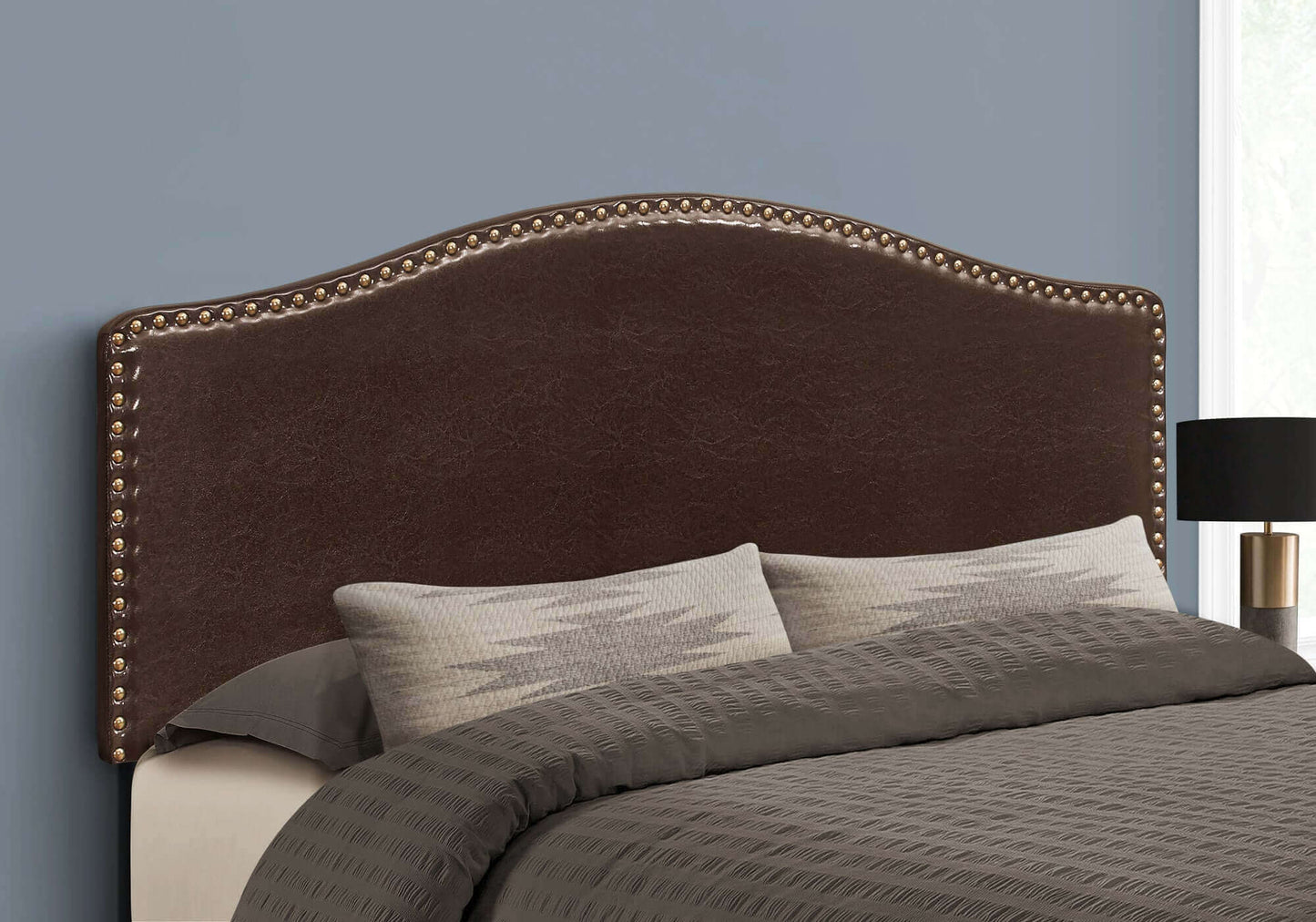 Bed – Full / Queen Size / Brown Leather-Look Headboard Only