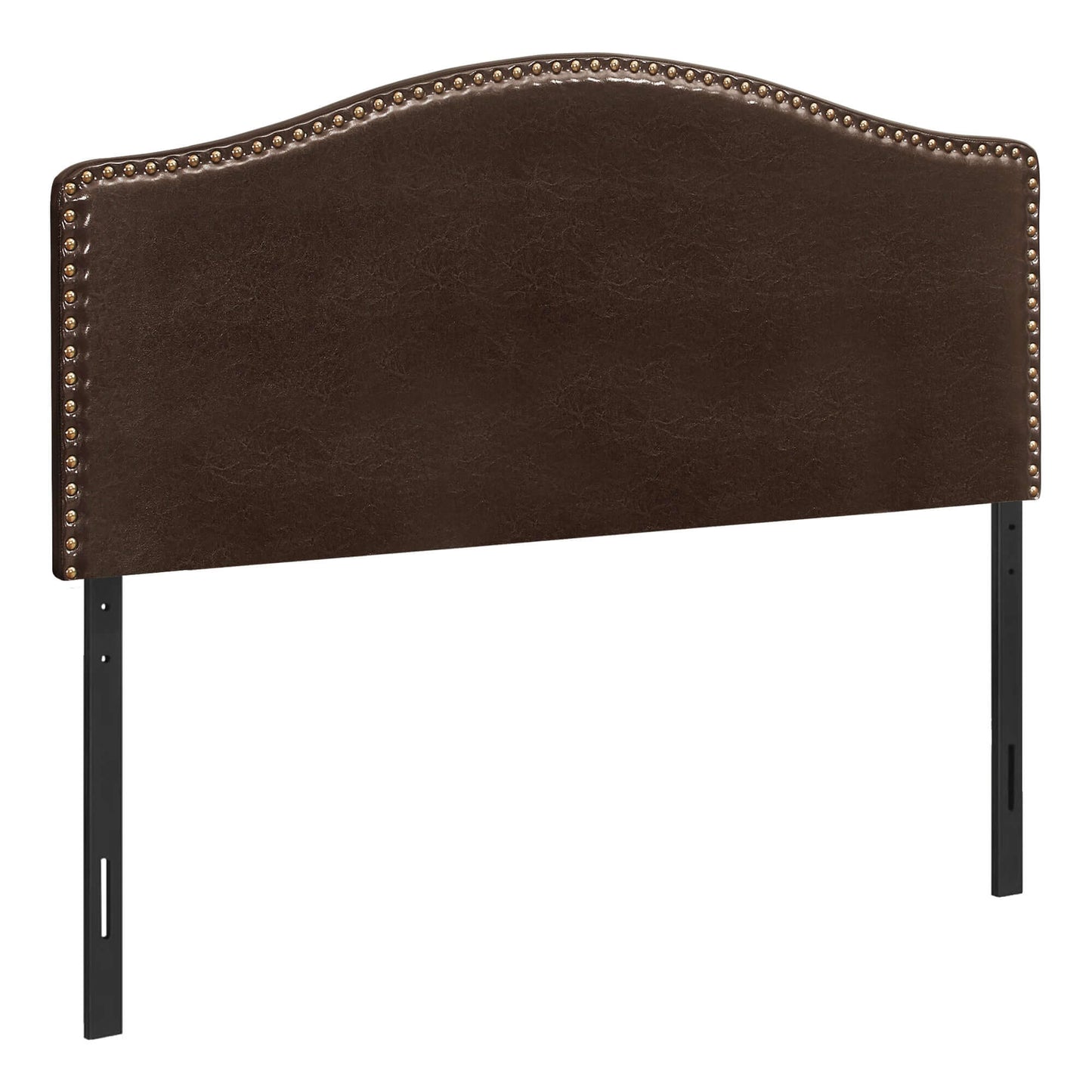 Monarch Specialties - Transitional Upholstered Arched Top Headboard in Brown Leather-Look Fabric - I 6010F