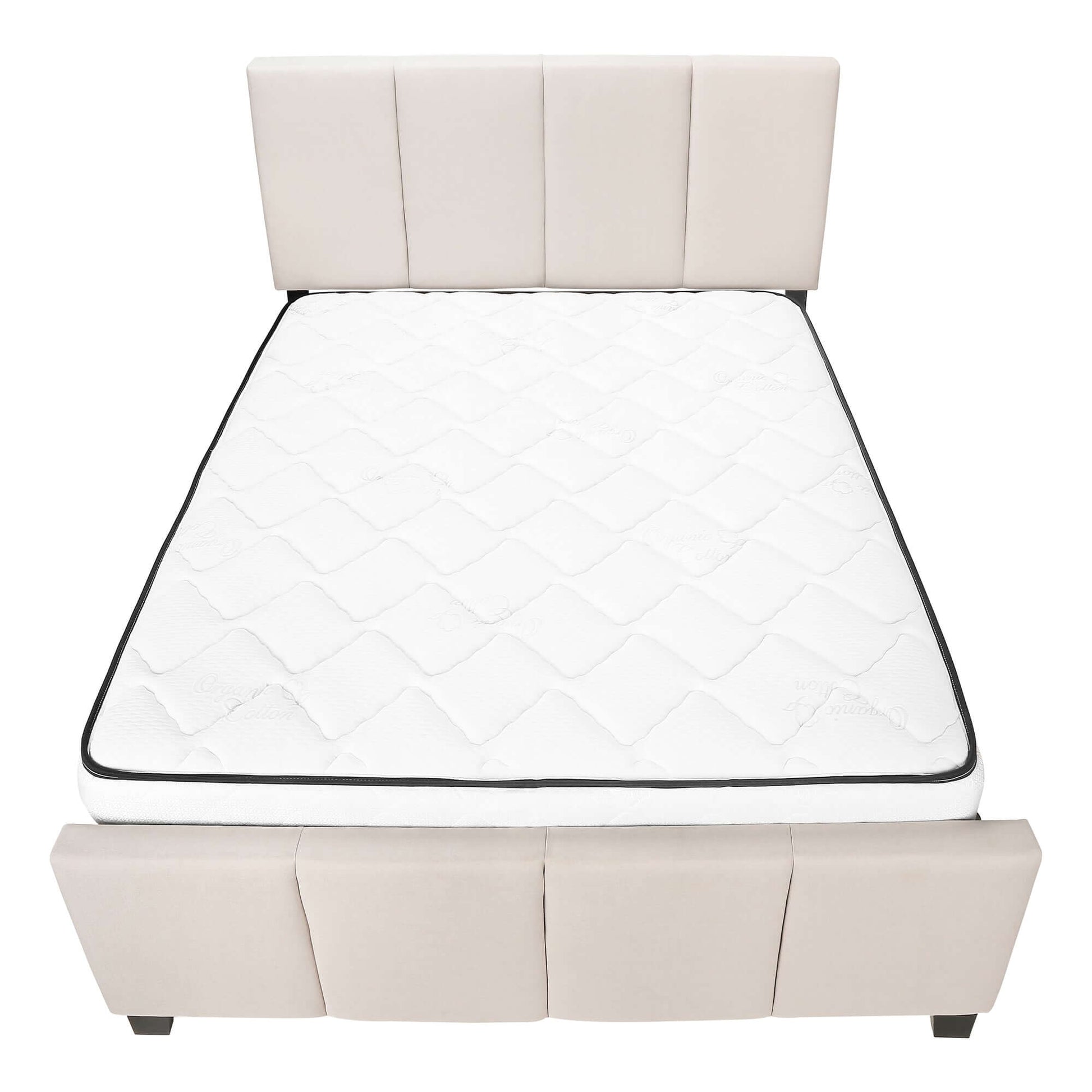 Monarch Specialties - Queen Size Modern Platform Bed Upholstered in Beige Linen Fabric - I 6026Q