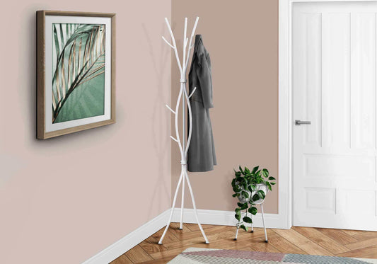 Coat Rack - 74"H / White Metal