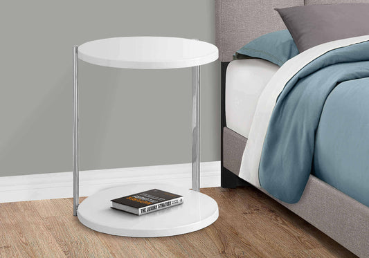 Accent Table - Glossy White / Chrome Metal