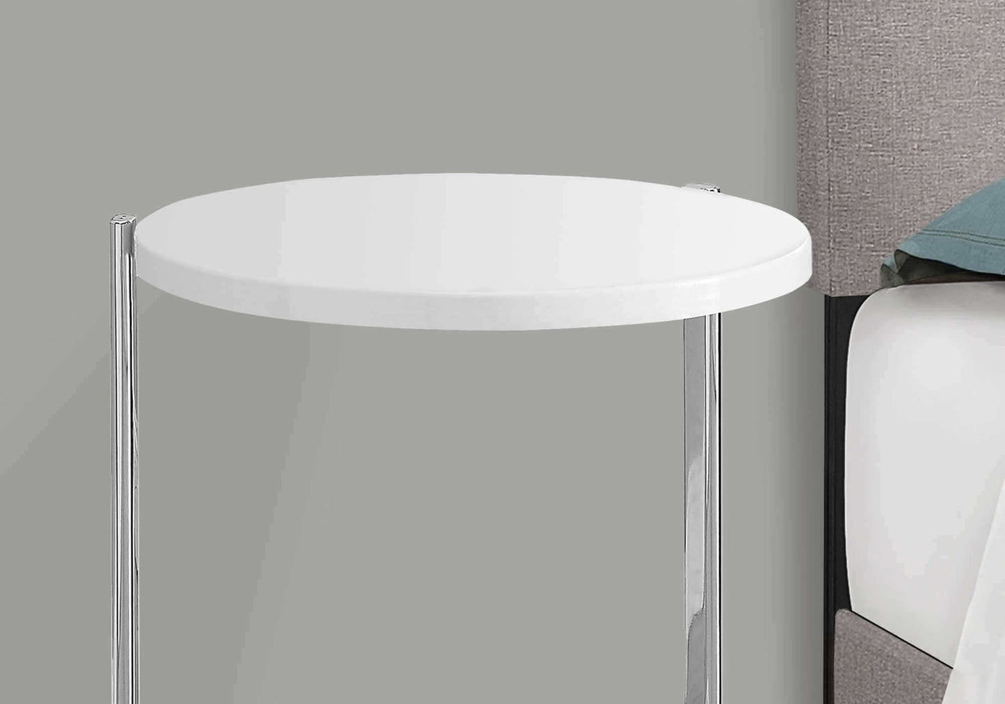 Accent Table - Glossy White / Chrome Metal