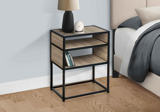 Nightstand - 22"H / Dark Taupe / Black Metal