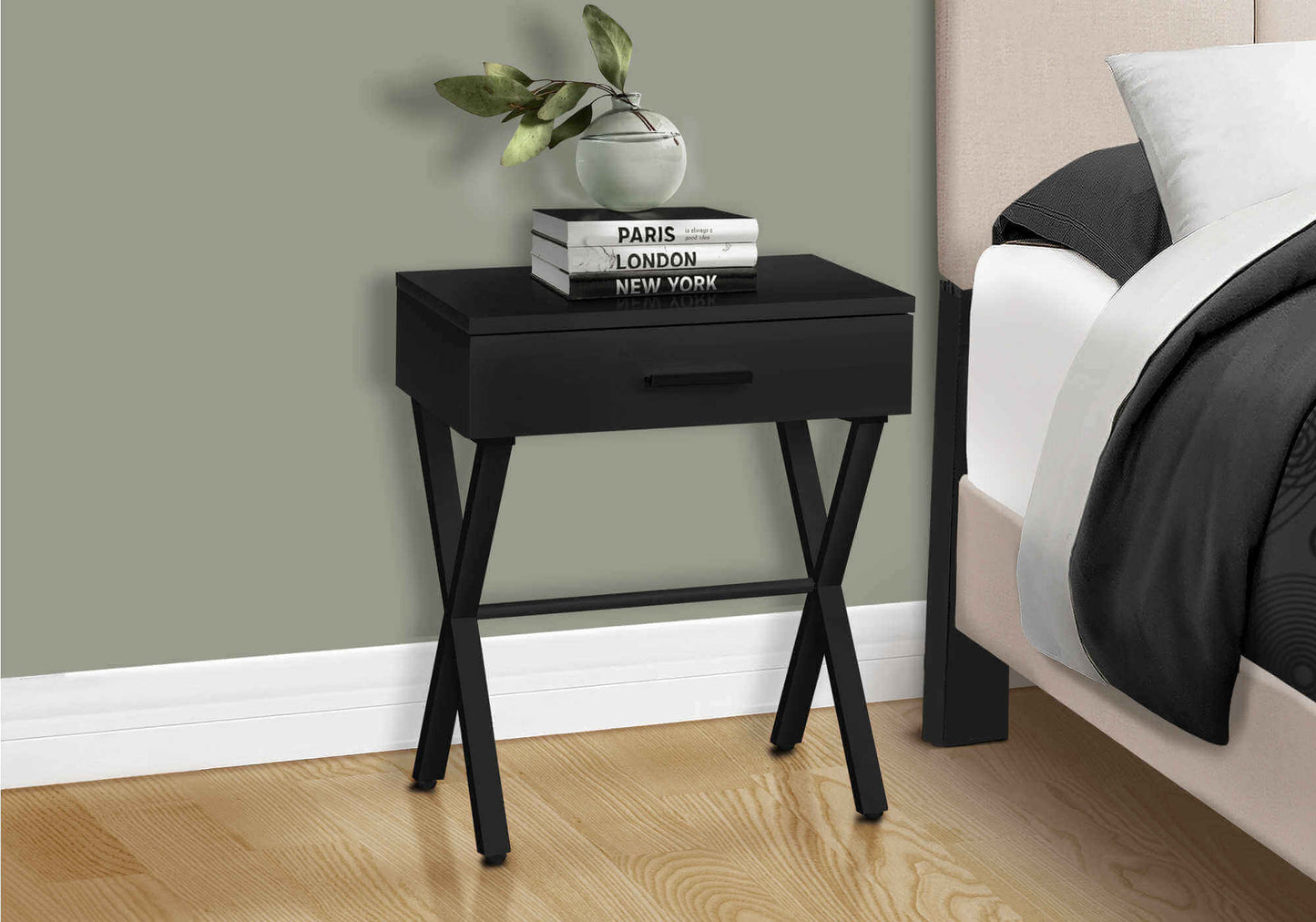 Nightstand - 24"H / Black / Black Metal