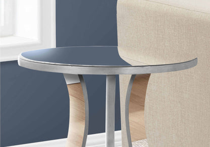 Accent Table - 20"Dia / Brushed Silver / Mirror