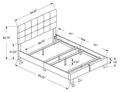 Bed - Twin / Full / Queen Size / Grey Linen