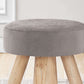 Monarch Specialties - 12" Round Velvet Bedroom Ottoman with Solid Natural Wood Legs - I 9007