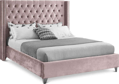 IF 5895 Dusty Pink Velvet Wing Bed