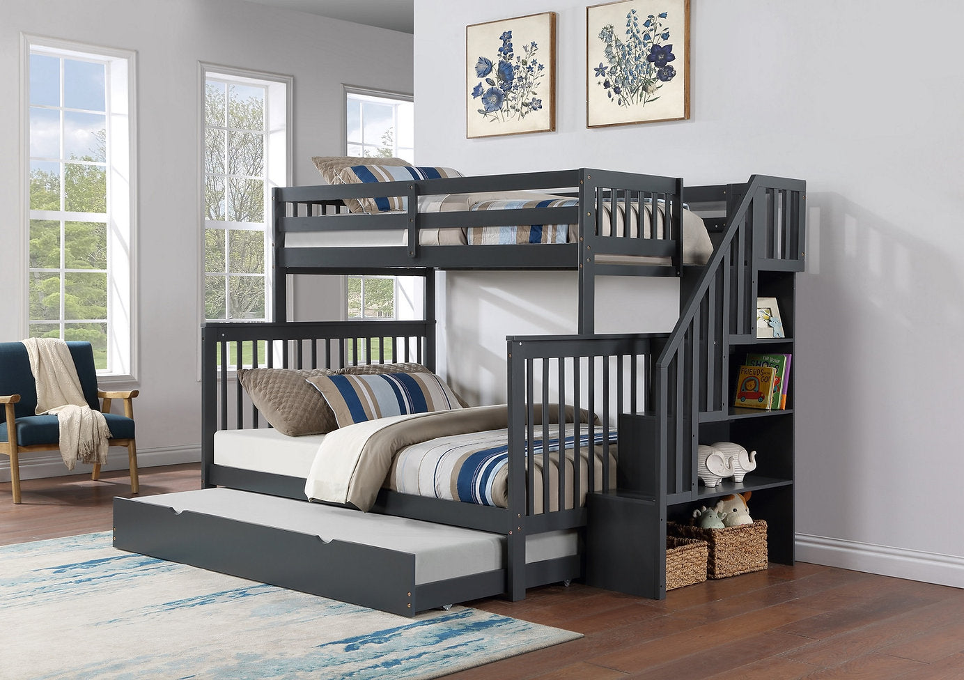 Single/Double Solid Wood Mission Style Bunk Bed