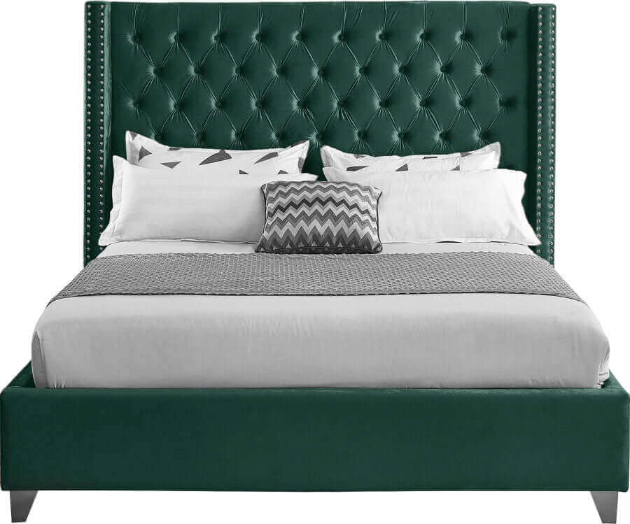 IF 5894 Green Velvet Wing Bed