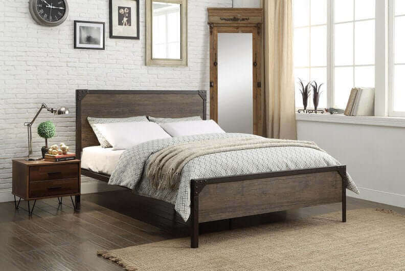 IF 5210 Wood Panel Bed with Steel Frame