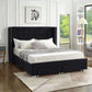 International Furniture Distribution Centre - Black Velvet Fabric Wing Bed with Nailhead Details and Chrome Legs - IF 5323 - Q