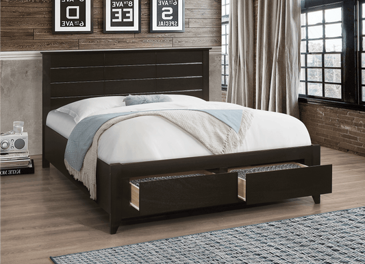 IF 421 Espresso Bed with Storage Drawers