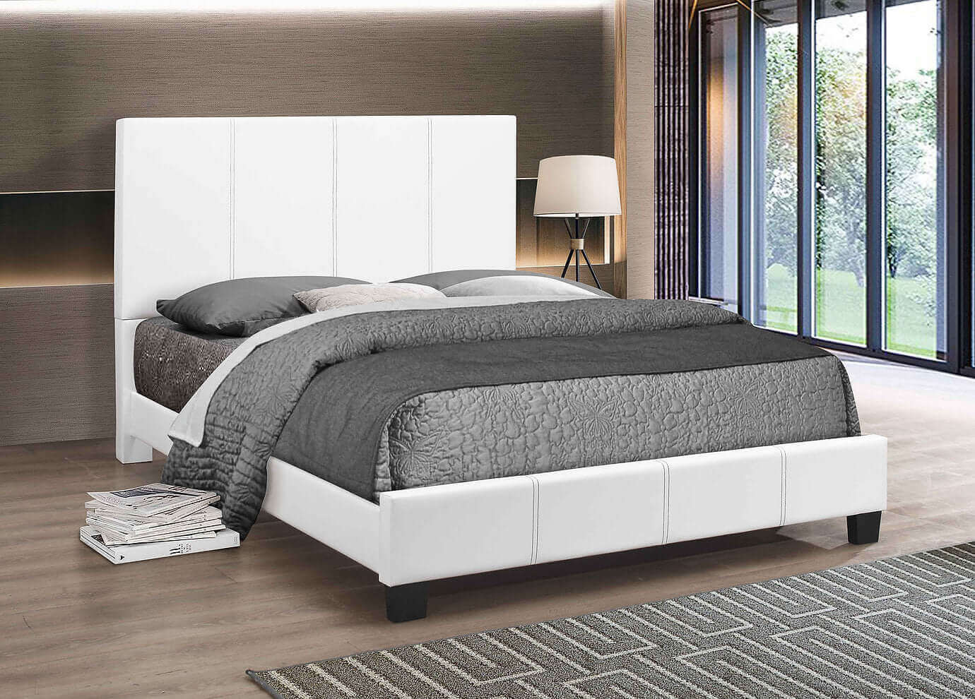 International Furniture Distribution Centre - White PU Bed with Contrast Stitching - IF 5471 - D