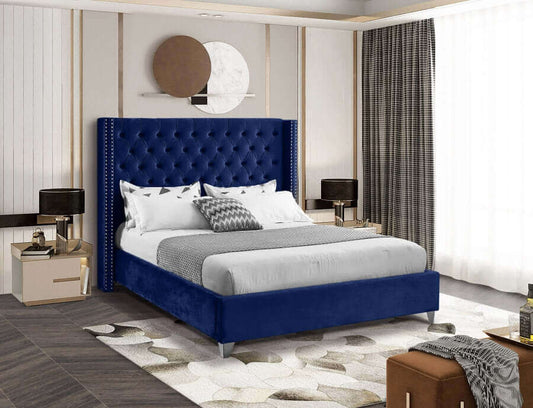 IF 5891 Blue Velvet Fabric Bed