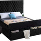 International Furniture Distribution Centre - Black Velvet Storage Bed Featuring Deep Tufting & 3 Storage Benches - IF 5793 - Q