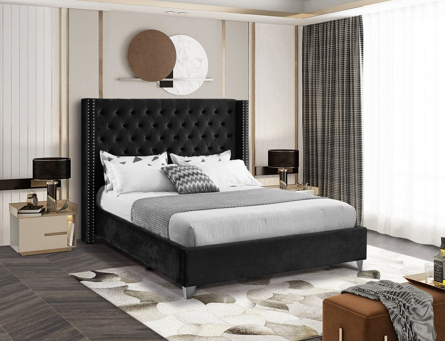 IF 5893 Black Velvet Fabric Bed