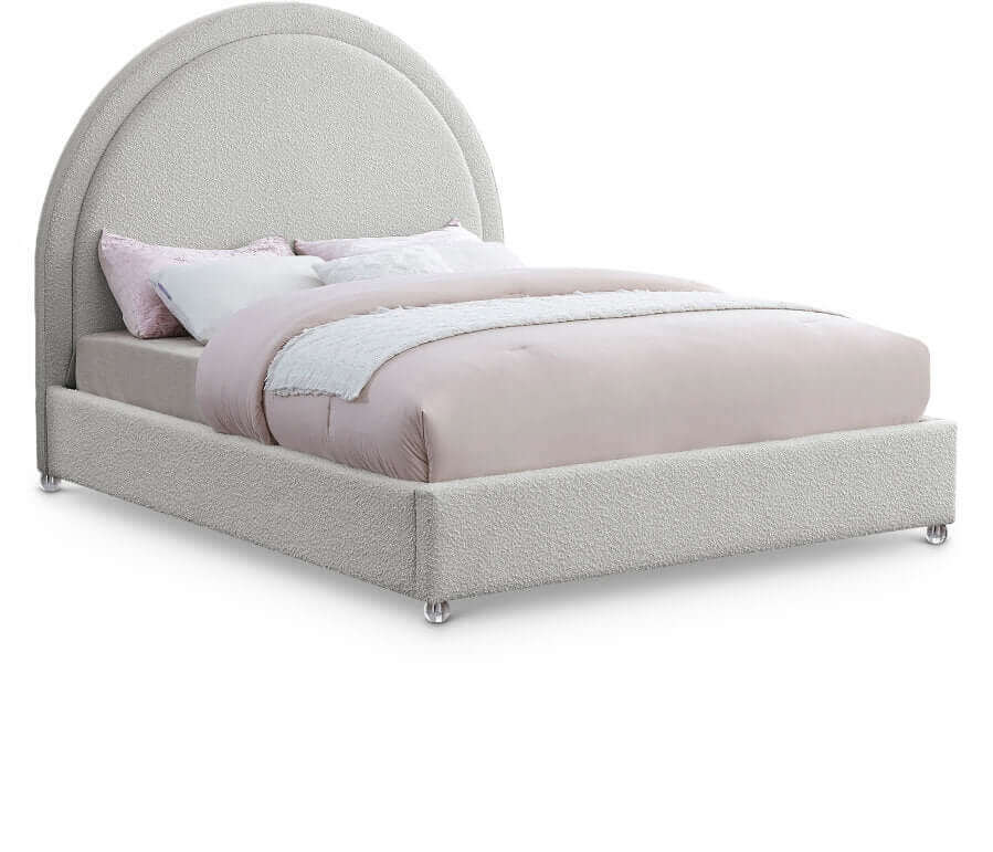 IF 5205 Cream Boucle Fabric Bed with Acrylic Legs