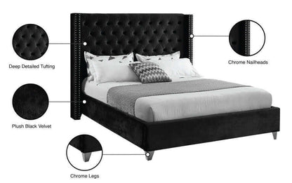 IF 5893 Black Velvet Fabric Bed