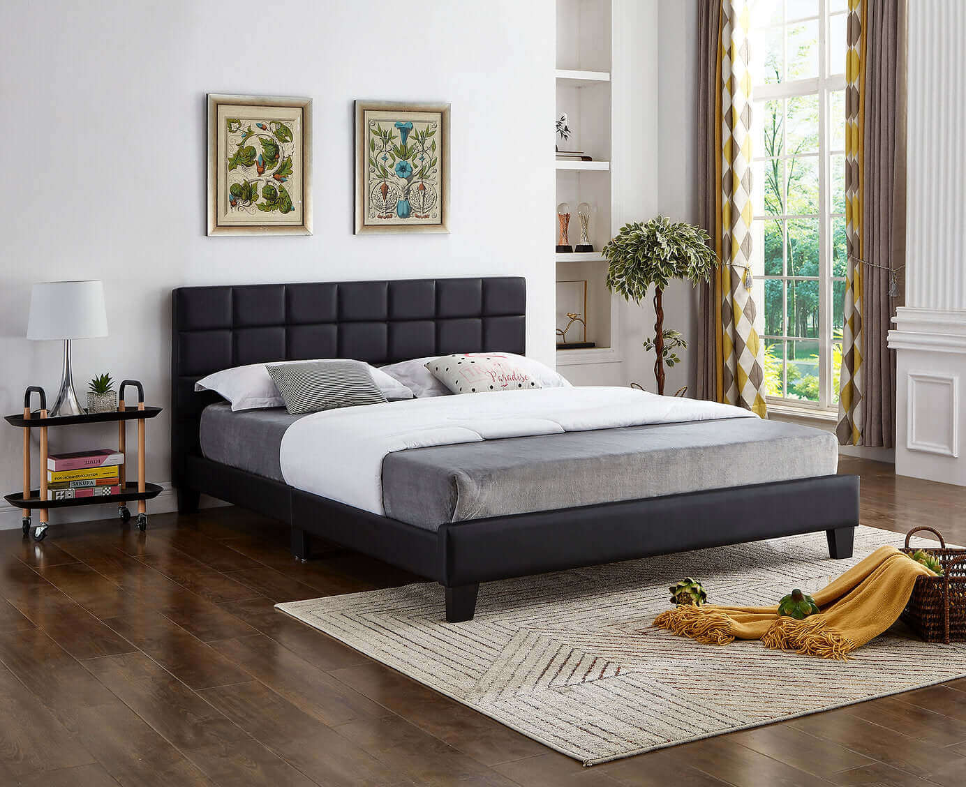 IF 5420 Black PU Bed with Padded Headboard