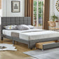 International Furniture Distribution Centre - Grey PU Bed with a Square Pattern Tufted Headboard and Storage Drawer - IF 5491 - D