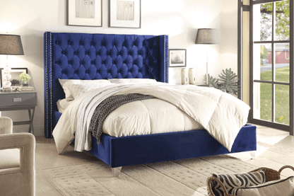 IF 5891 Blue Velvet Fabric Bed