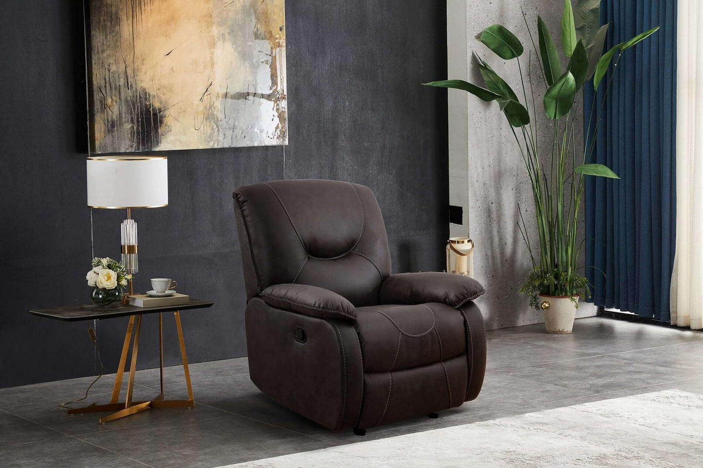 IF 6350 Recliner Grey Elephant Skin Fabric Recliner Chair