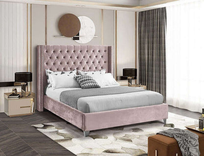 IF 5895 Dusty Pink Velvet Wing Bed