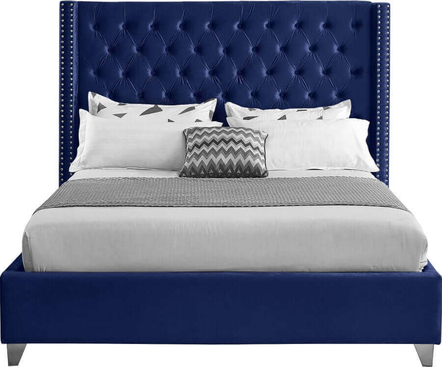 IF 5891 Blue Velvet Fabric Bed