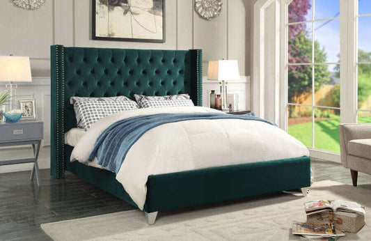 IF 5894 Green Velvet Wing Bed