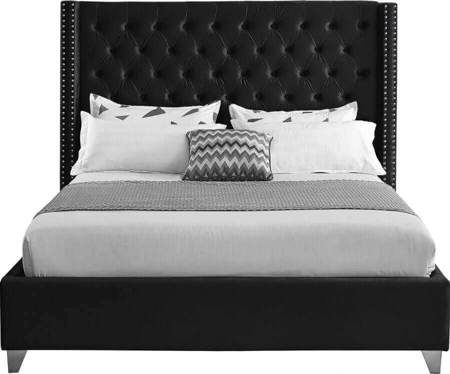 IF 5893 Black Velvet Fabric Bed