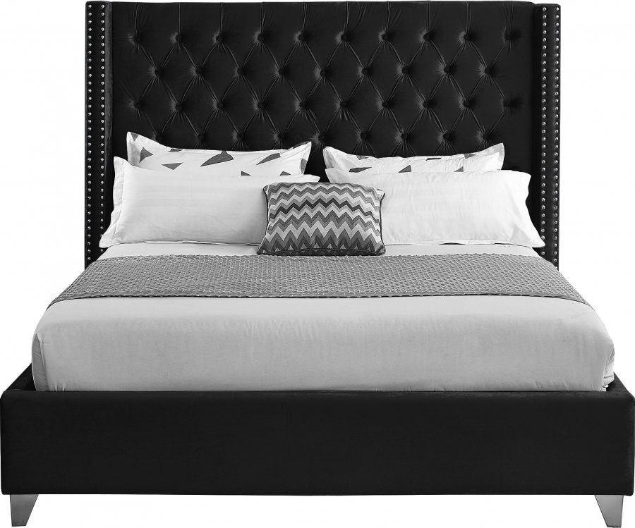 IF 5893 Black Velvet Fabric Bed