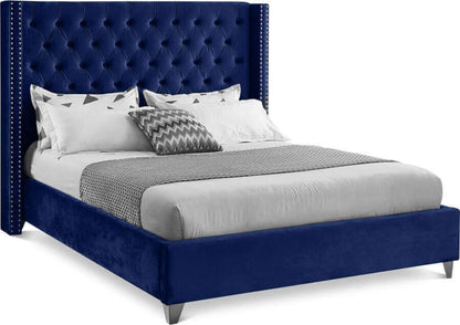 IF 5891 Blue Velvet Fabric Bed