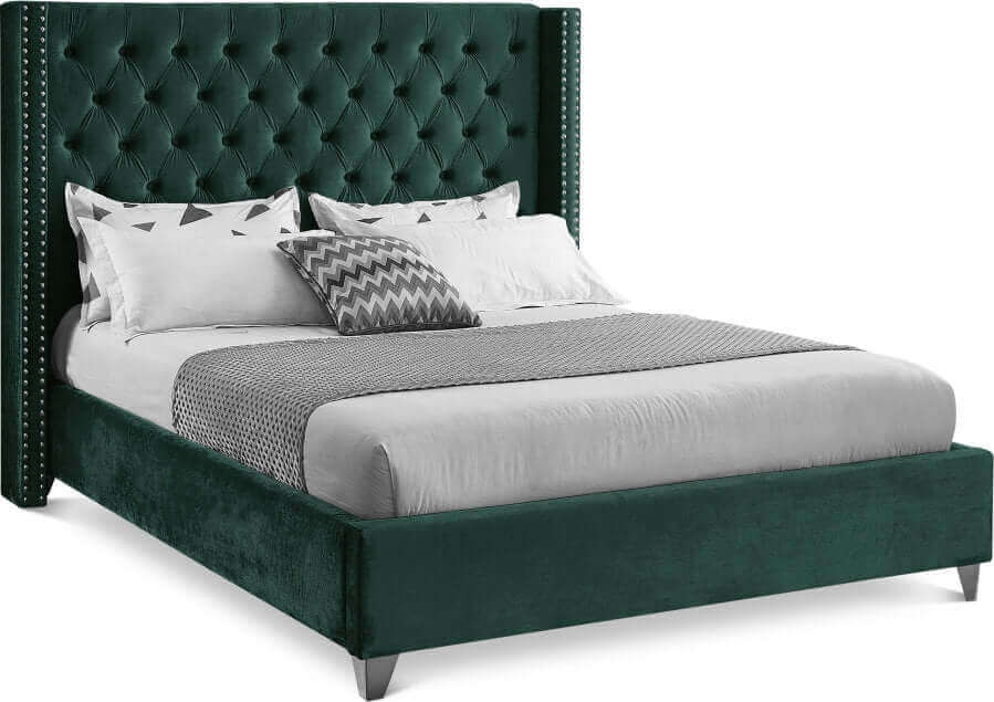 IF 5894 Green Velvet Wing Bed