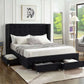 International Furniture Distribution Centre - Black Velvet Fabric Wing Bed with Nailhead Details and Chrome Legs - IF 5323 - Q