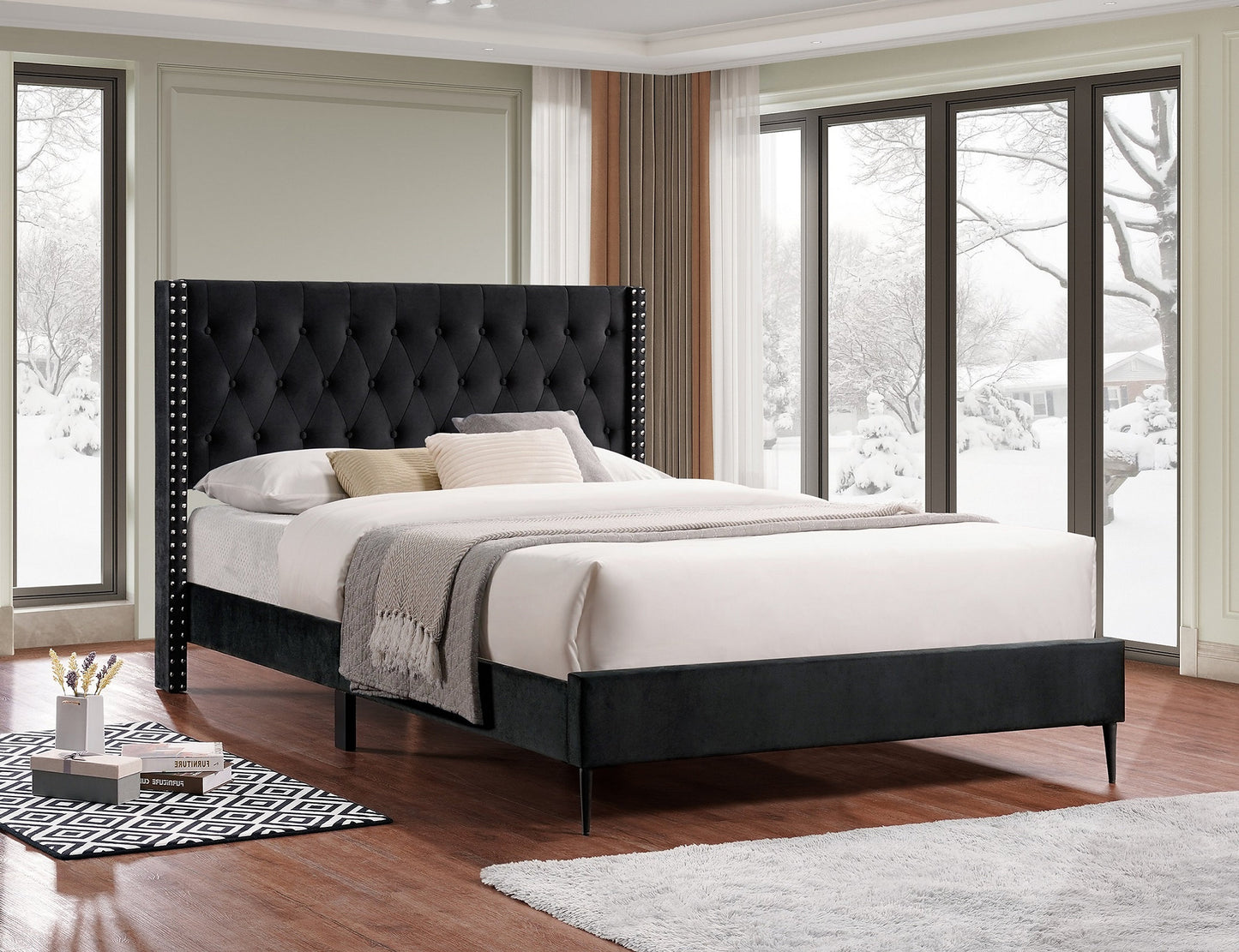 IF-5593 Transitional Style Platform Bed