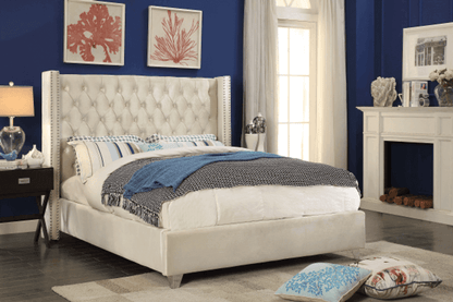 IF 5892 Creme Velvet Fabric Bed