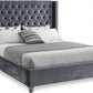 IF 5890 Grey Velvet Fabric Bed