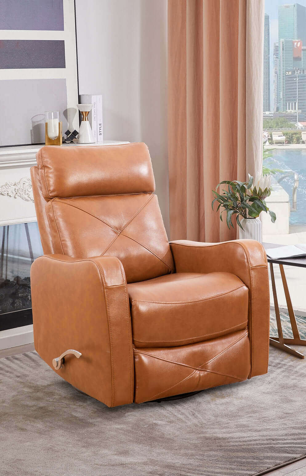 IF-6331 Recliner Soft Brown Leather Recliner Chair