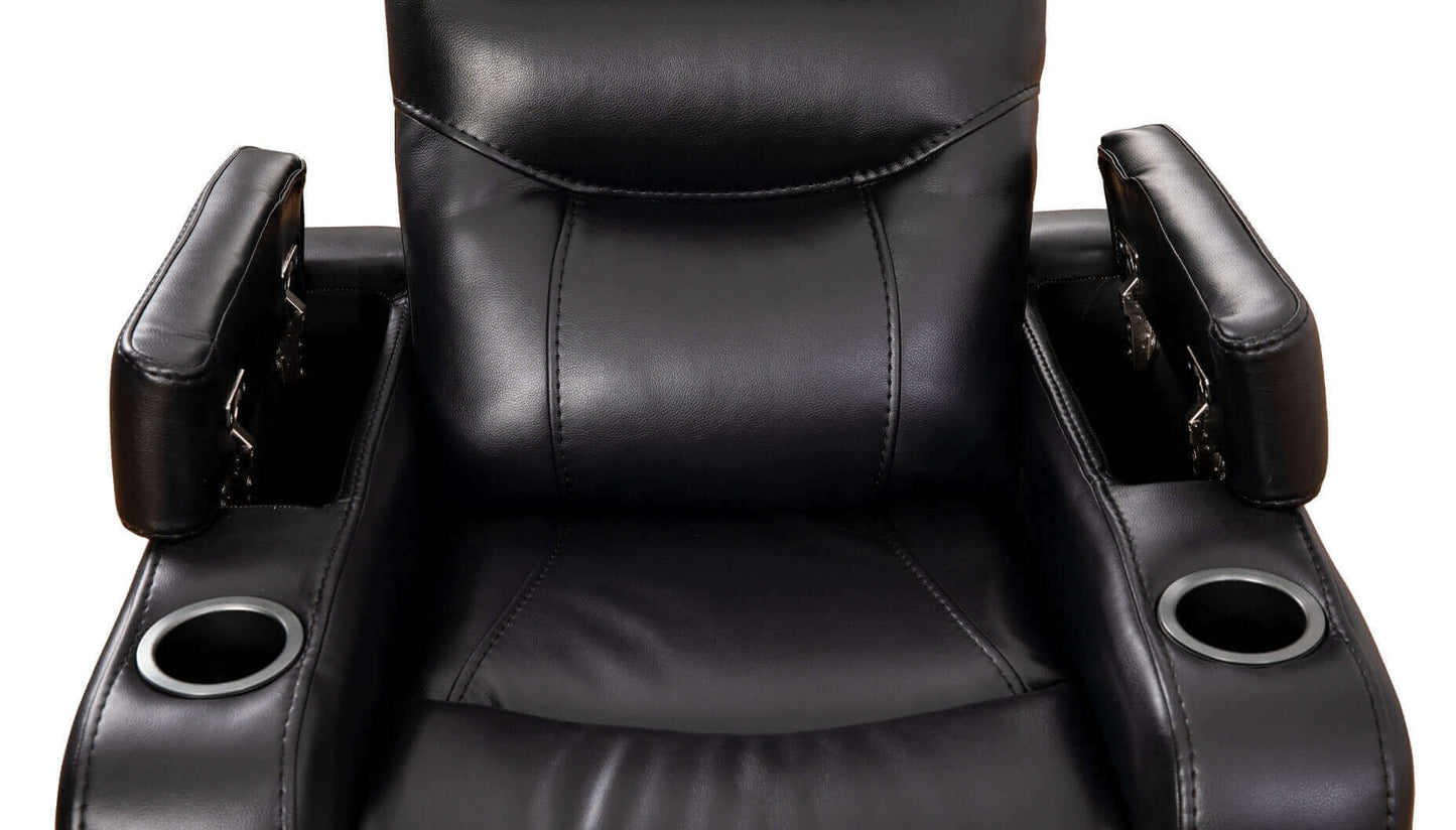 IF-6310-Recliner Swivel Recliner Chair in Black PU Leather