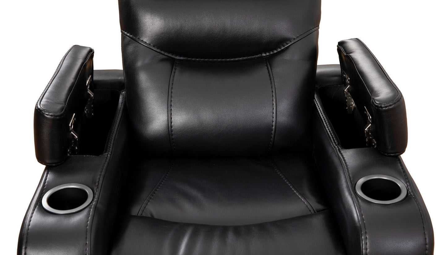 IF-6310-Recliner Swivel Recliner Chair in Black PU Leather