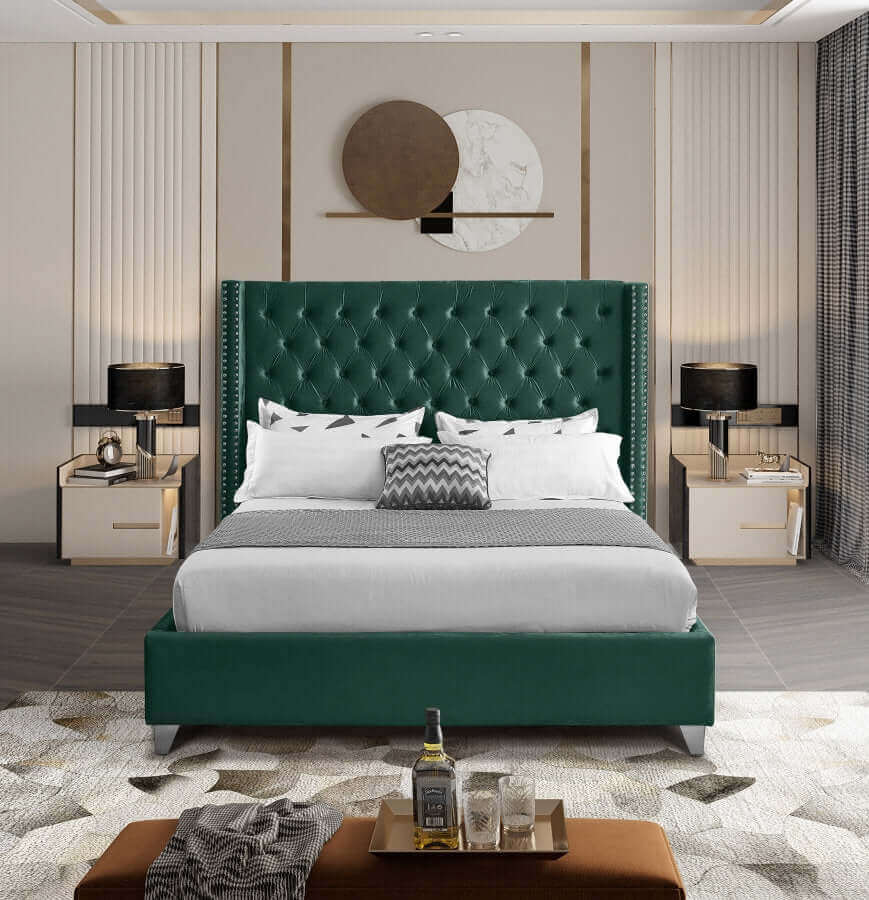 IF 5894 Green Velvet Wing Bed